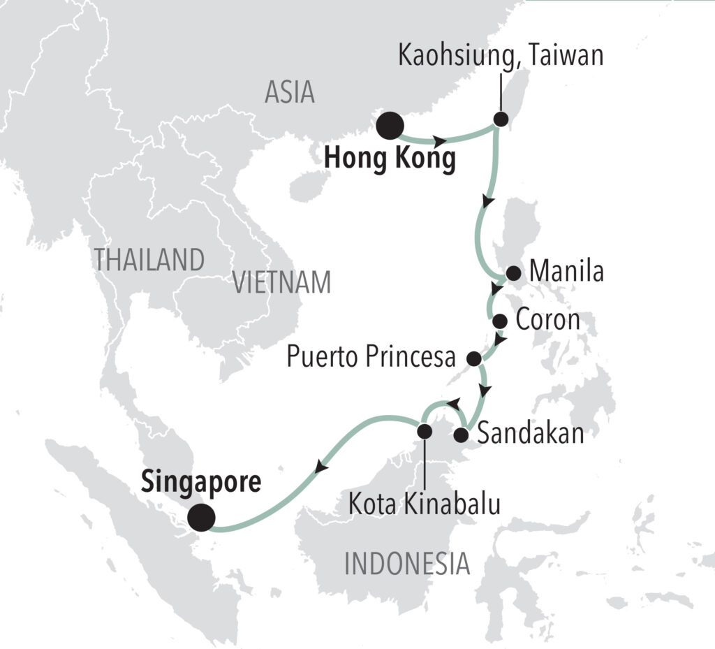 Silversea Hong Kong to Singapore Map
