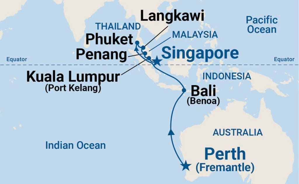 Fremantle to Singapore on Sapphire Princess