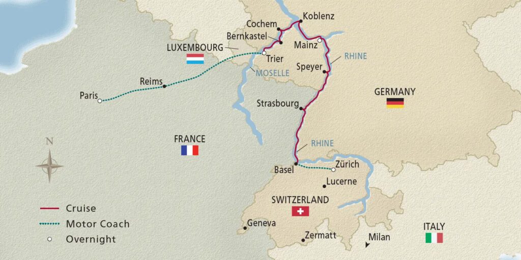 Viking Paris to Swiss Alps Map