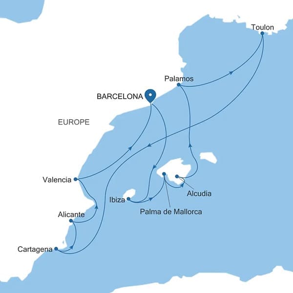Silversea Barcelona Roundtrip Map